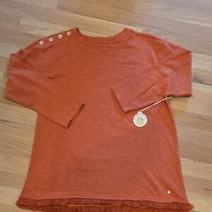 Spartina 449 HUDSON Fringe Rustic Rose Long Sleeve Top NWT